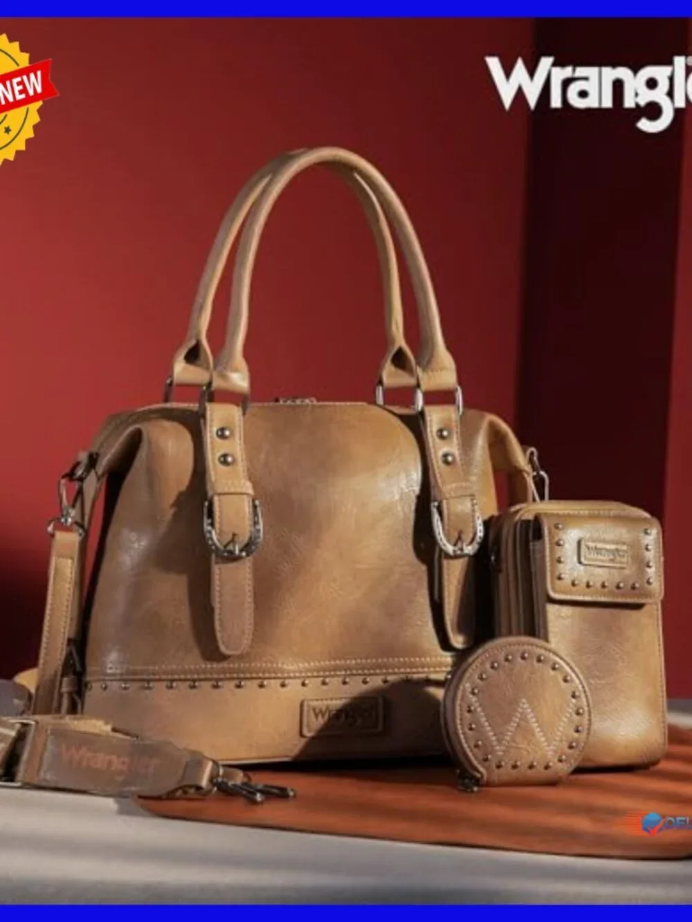 Leather Doctor Bag Set with Phone Purse & Coin Purse, 3-Piece